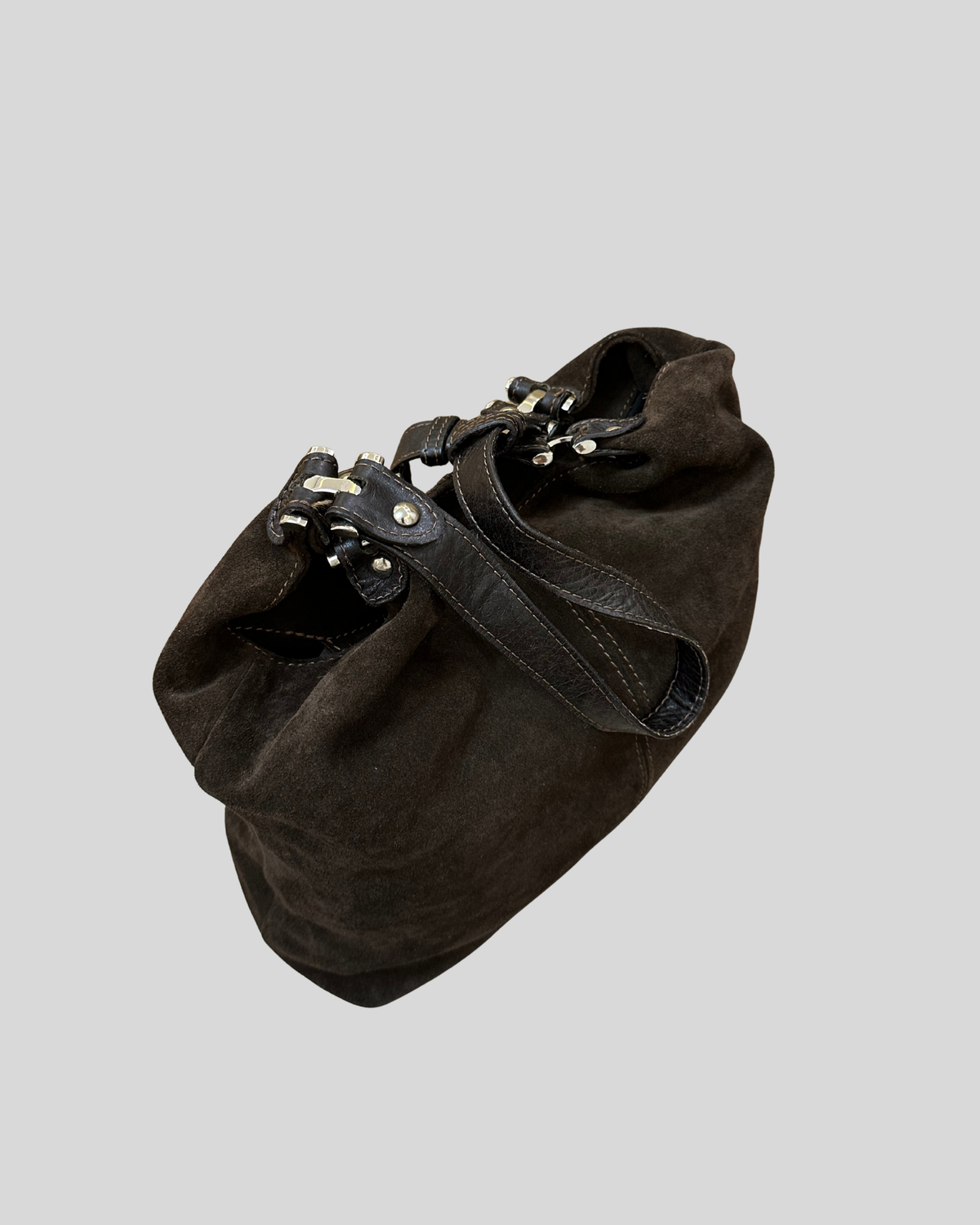 🇮🇹 Borse in Pelle – Grand sac épaule marron en daim véritable – Made in Italy