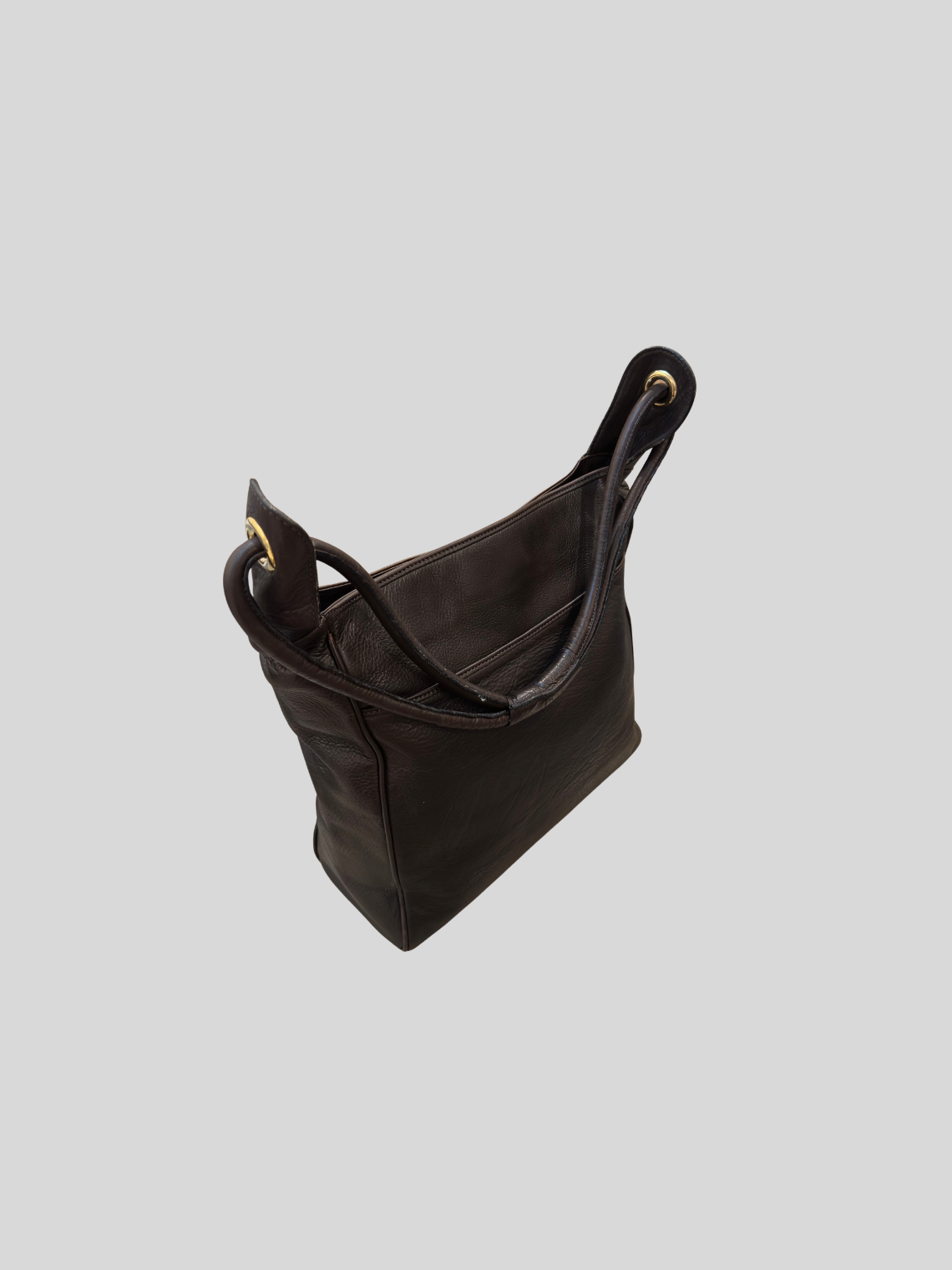 🇮🇹 Valerio Bassotto 1971 – Grand sac épaule marron en cuir véritable