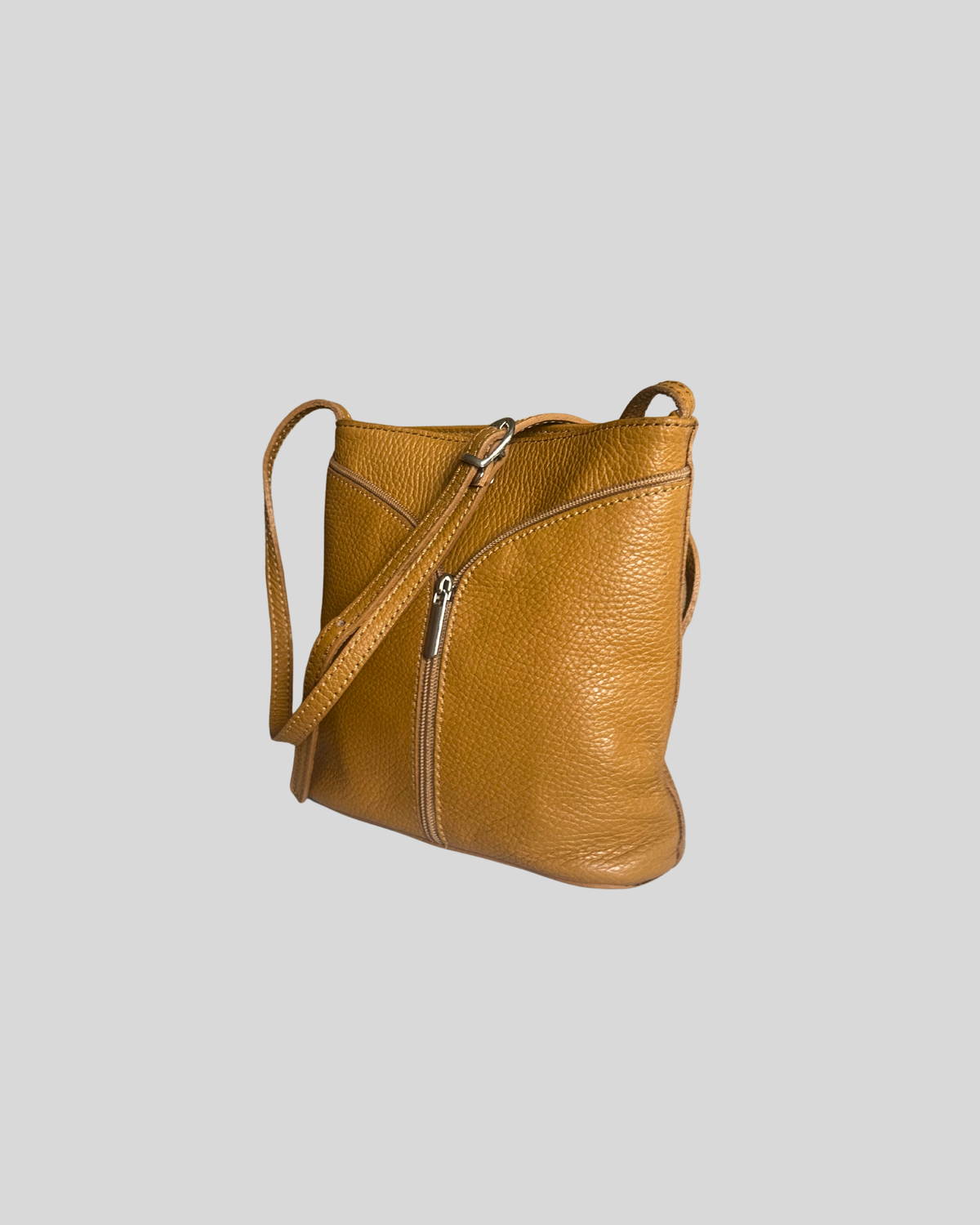 🇮🇹 Borse in Pelle – Petit sac bandoulière camel en cuir véritable – Made in Italy