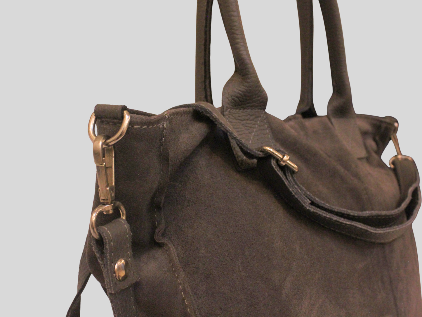 Sac Cabas en Cuir Suède Gris – Studio Moda #82 Made in Italy 🇮🇹