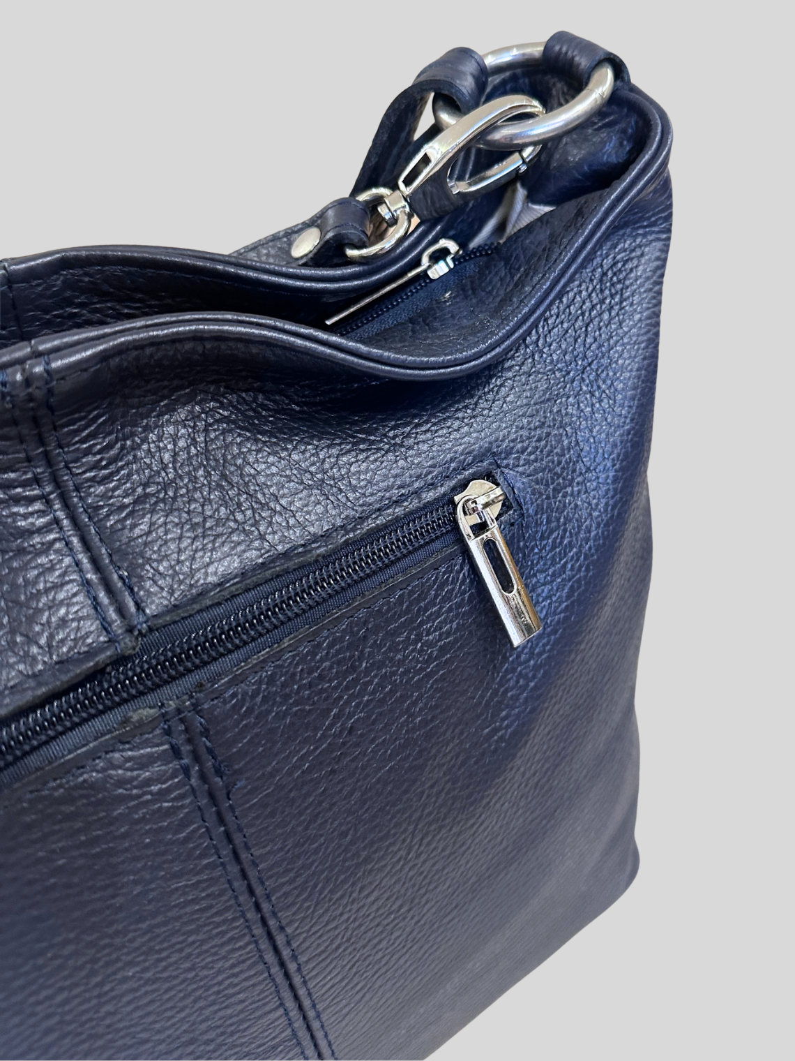 🇮🇹 Sac épaule bleu marine en cuir véritable – Made in Italy
