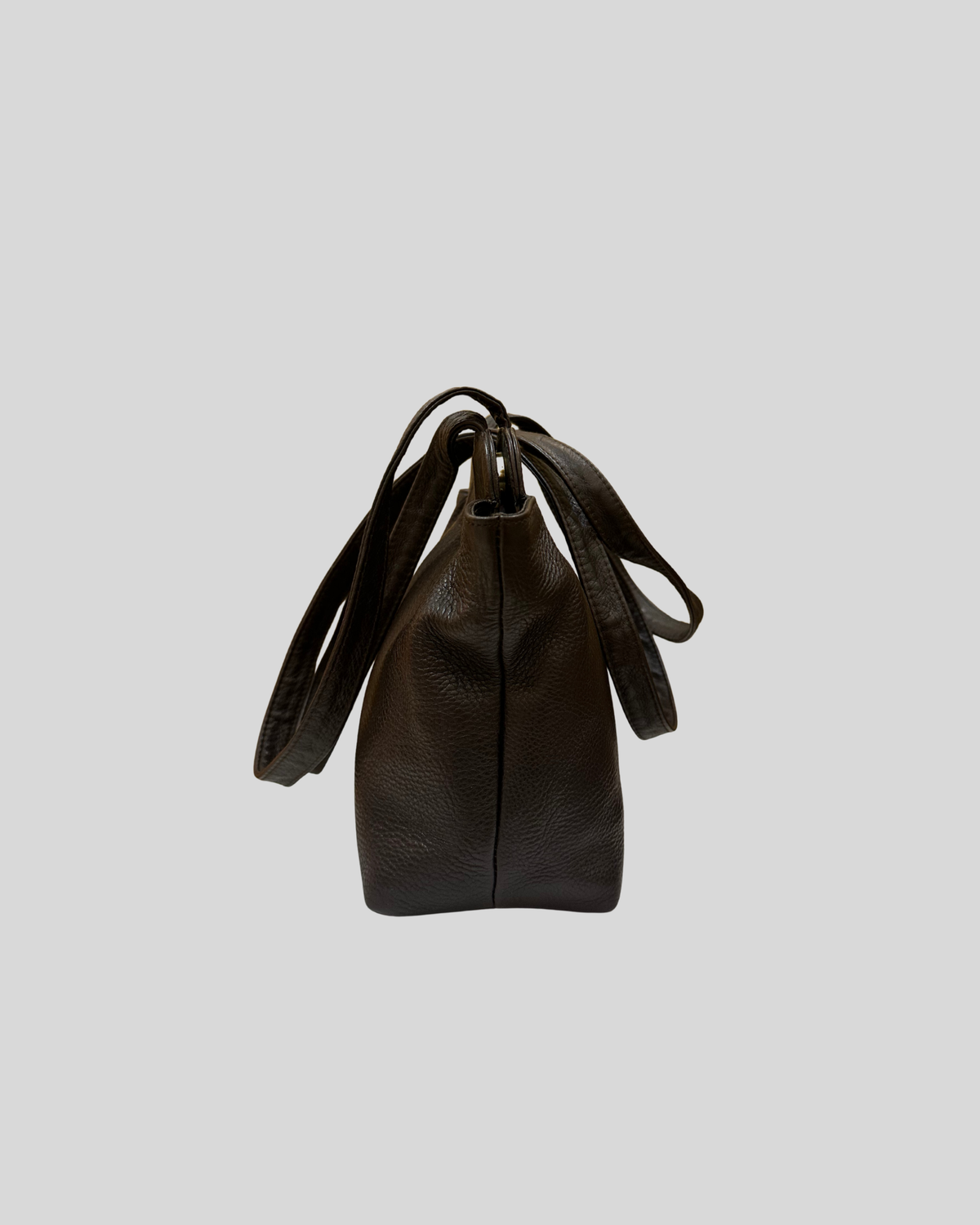 🇺🇸 L'Academie – Cabas marron en cuir véritable à doubles anses longues