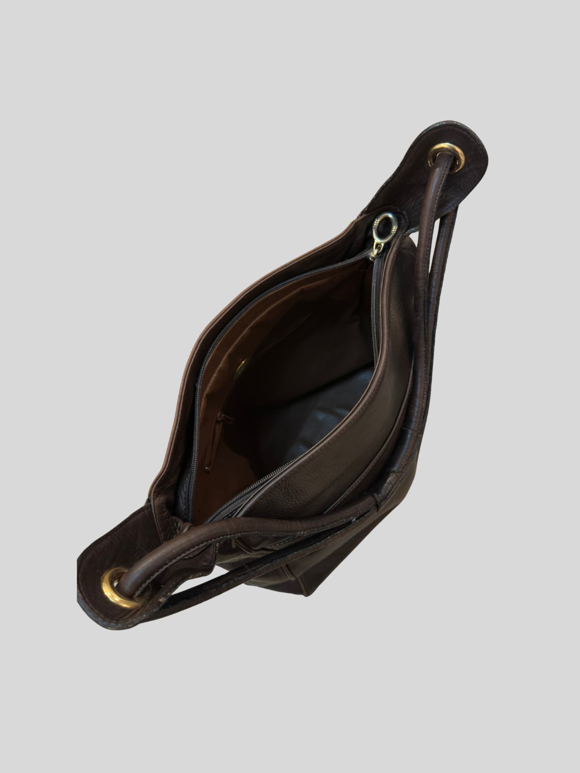 🇮🇹 Valerio Bassotto 1971 – Grand sac épaule marron en cuir véritable