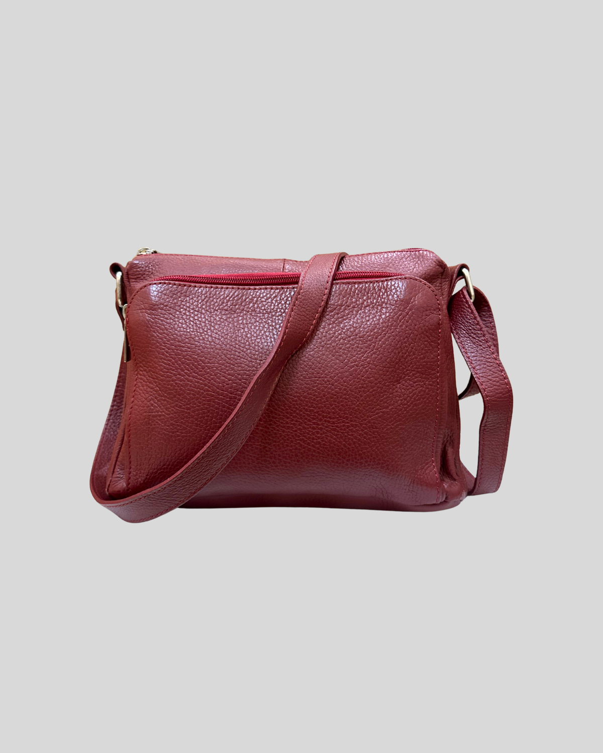 🇮🇹 Borse in Pelle – Sac bandoulière bordeaux en cuir véritable – Made in Italy