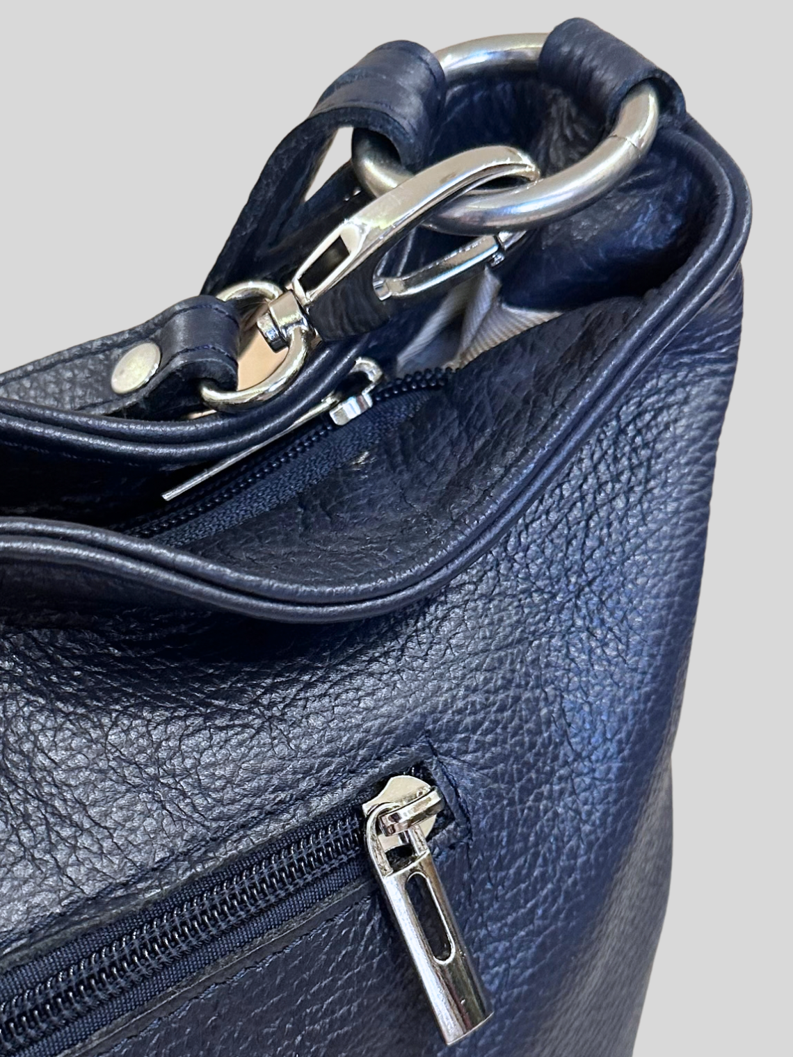 🇮🇹 Sac épaule bleu marine en cuir véritable – Made in Italy