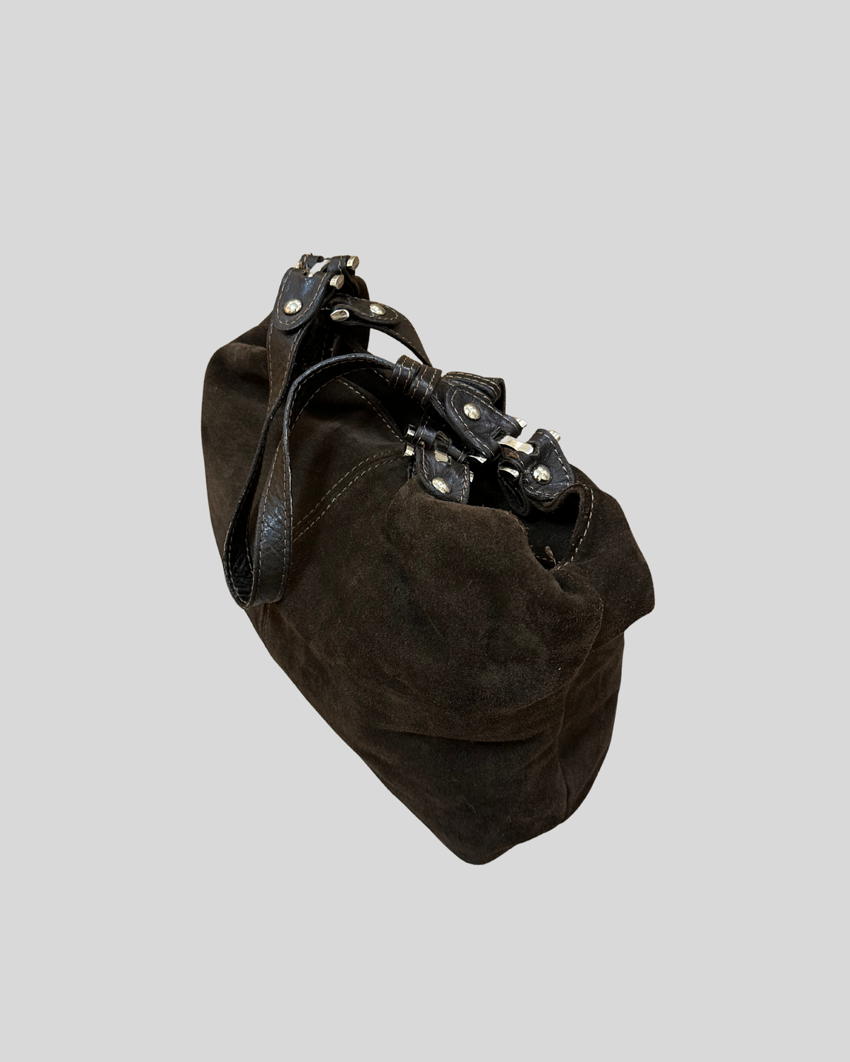 🇮🇹 Borse in Pelle – Grand sac épaule marron en daim véritable – Made in Italy