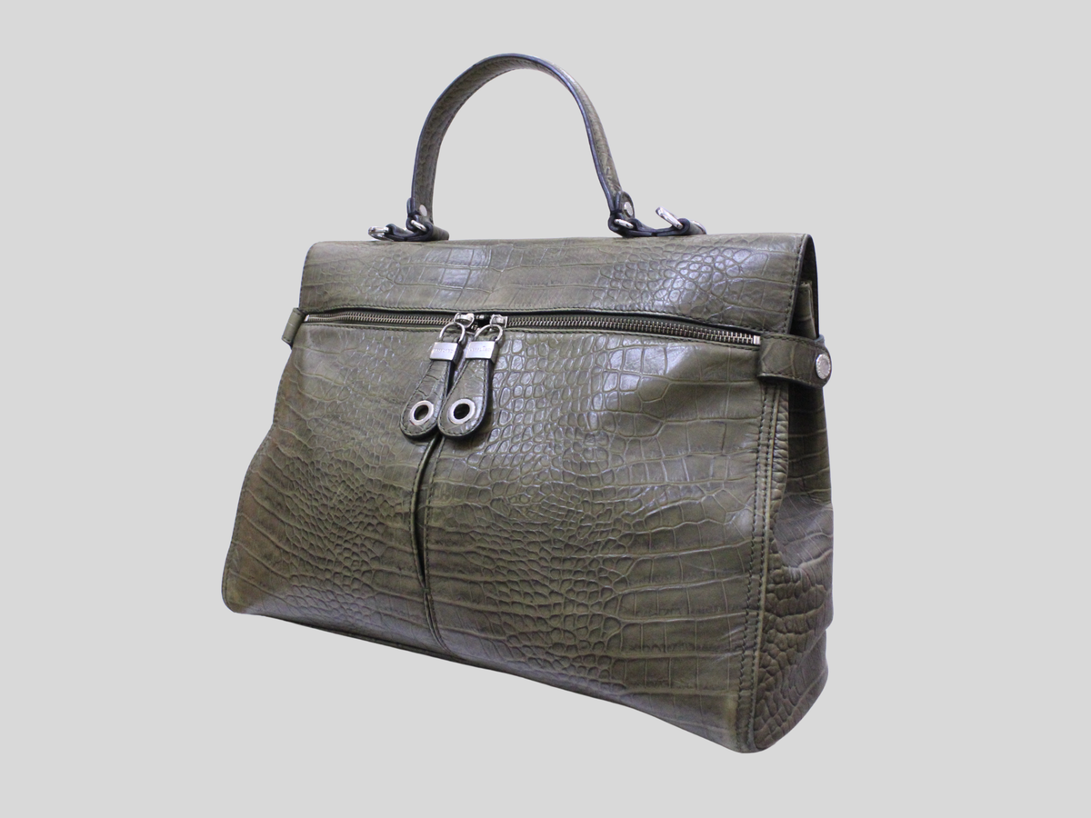 🇫🇷 Kesslord Jekyll – Cabas cuir vert effet croco
