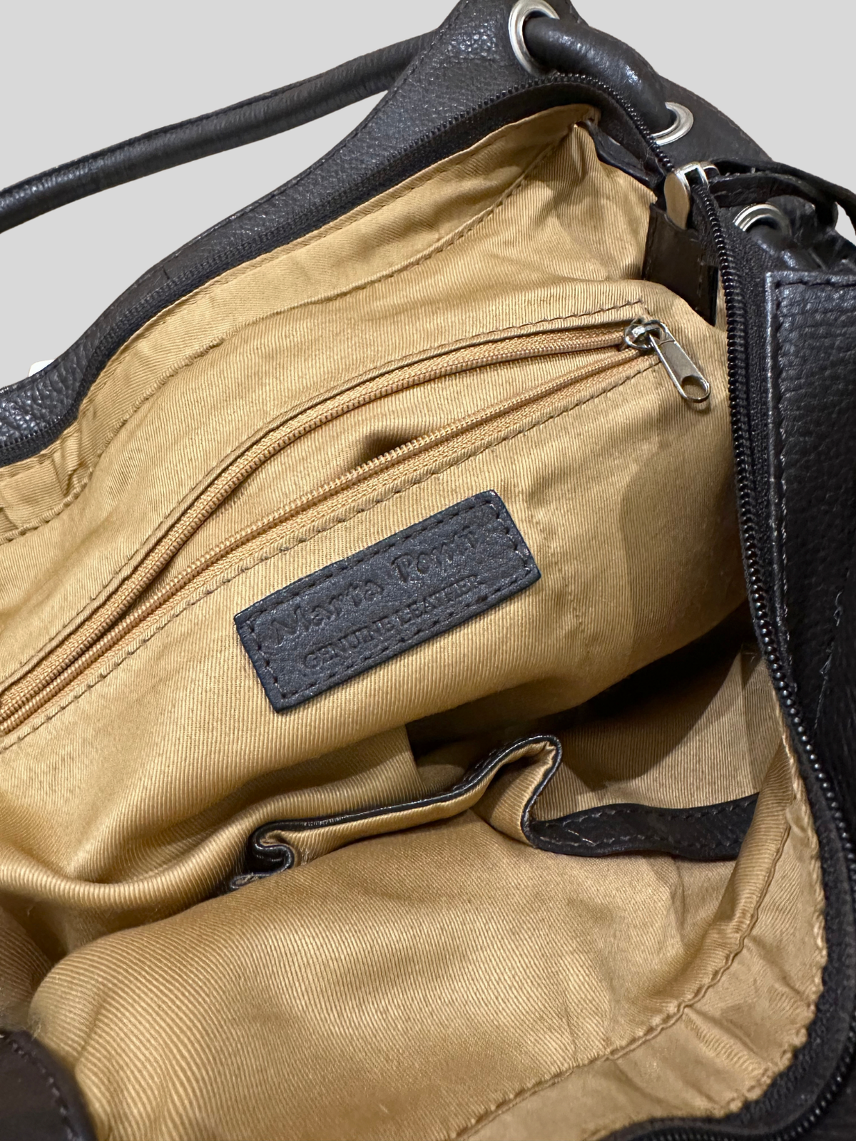 🇵🇹 Marta Ponti – Sac à main marron en cuir véritable