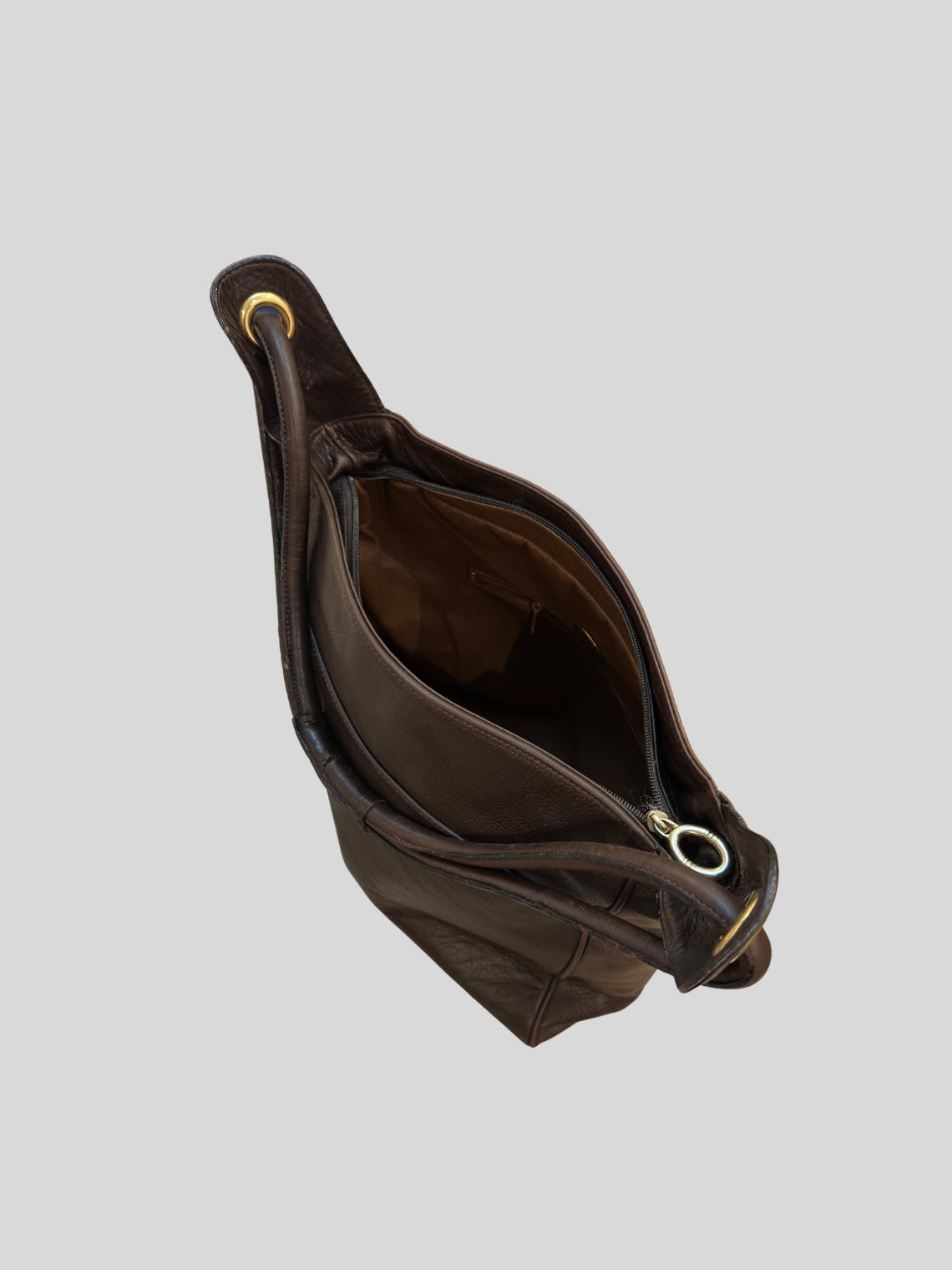 🇮🇹 Valerio Bassotto 1971 – Grand sac épaule marron en cuir véritable