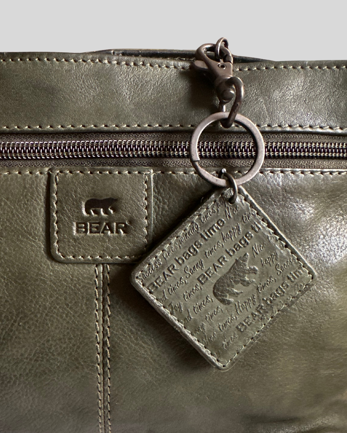🇳🇱 Bear Design – Sac bandoulière vert foncé en cuir véritable multi-poches