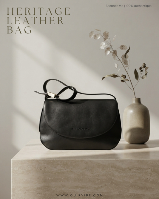 🇮🇹 Lorella Pagano – Sac bandoulière noir à rabat – Made in Italy