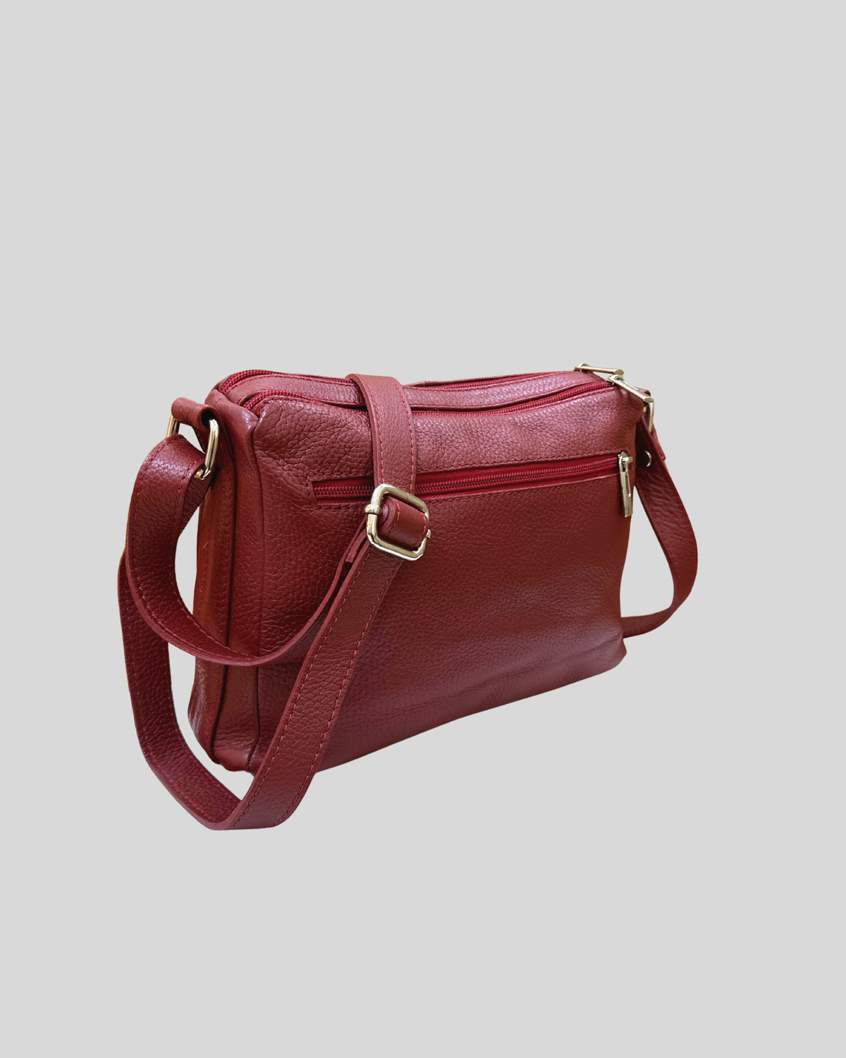 🇮🇹 Borse in Pelle – Sac bandoulière bordeaux en cuir véritable – Made in Italy