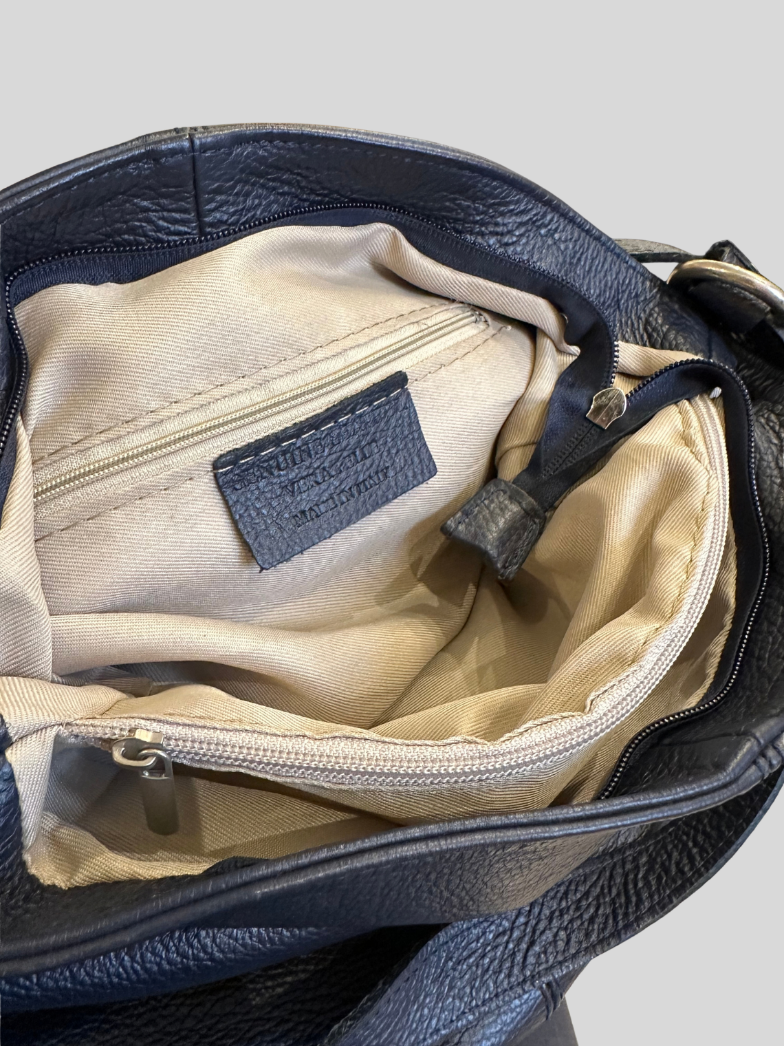 🇮🇹 Sac épaule bleu marine en cuir véritable – Made in Italy