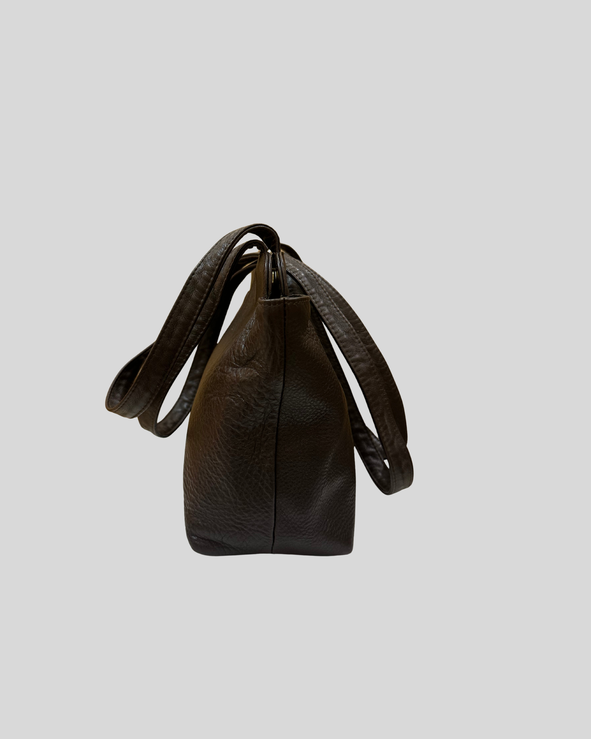 🇺🇸 L'Academie – Cabas marron en cuir véritable à doubles anses longues