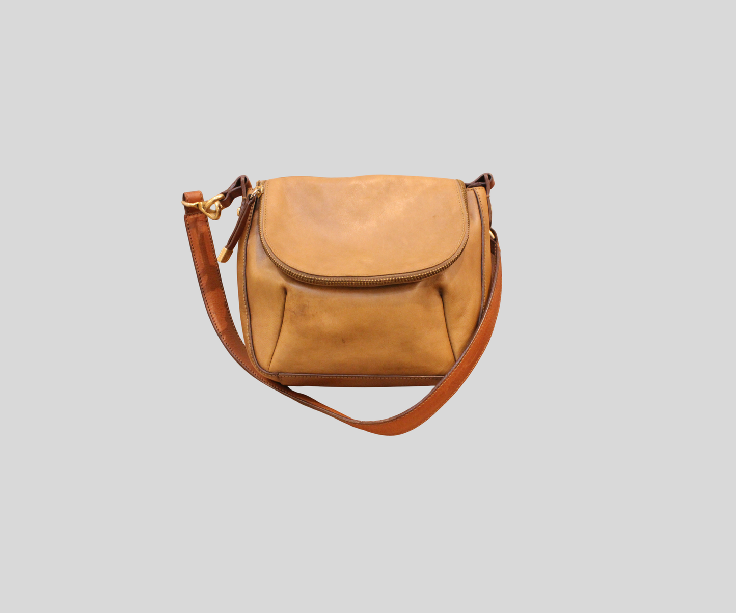 Sac bandoulière Massimo Dutti camel en cuir véritable