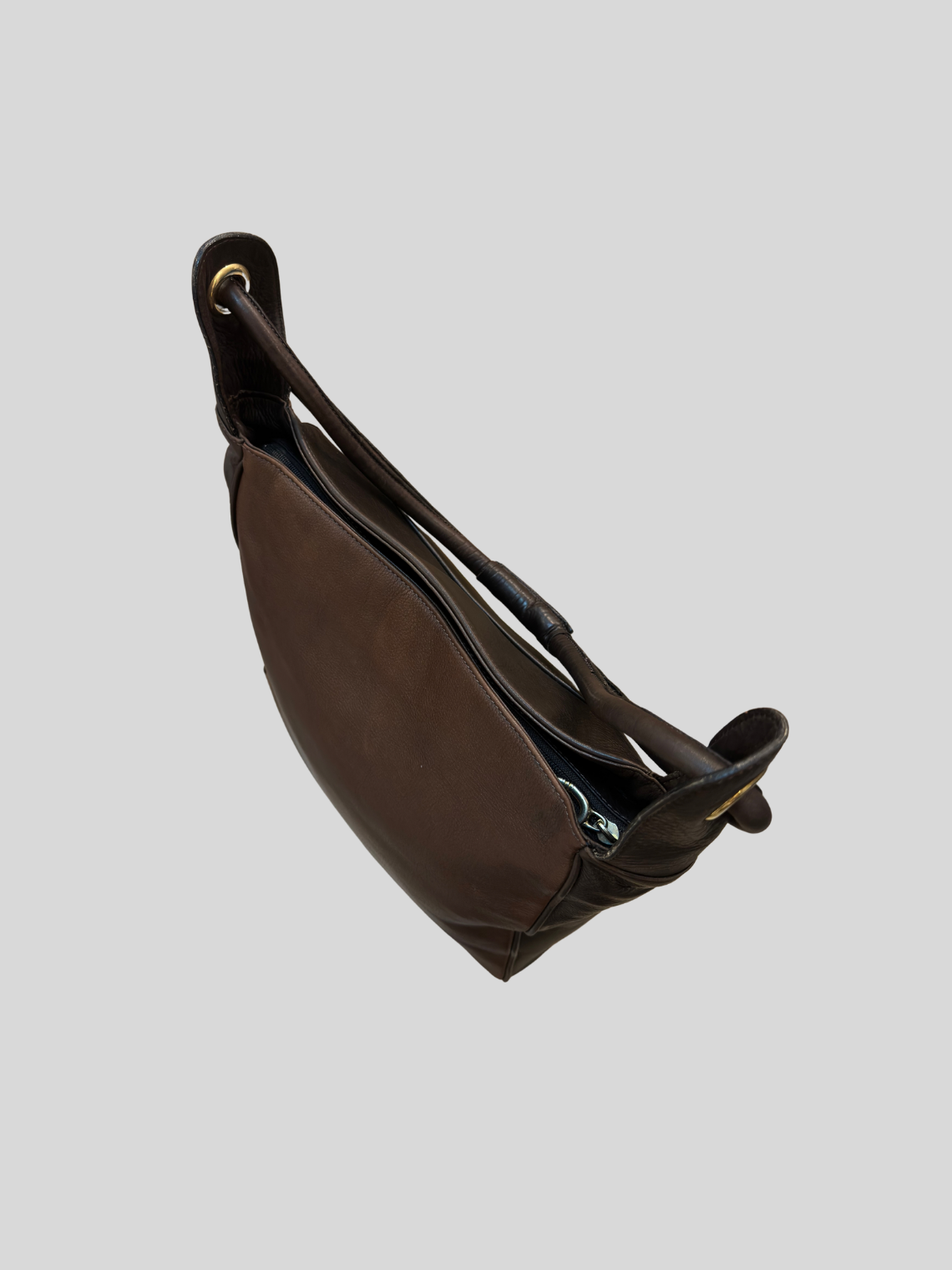 🇮🇹 Valerio Bassotto 1971 – Grand sac épaule marron en cuir véritable