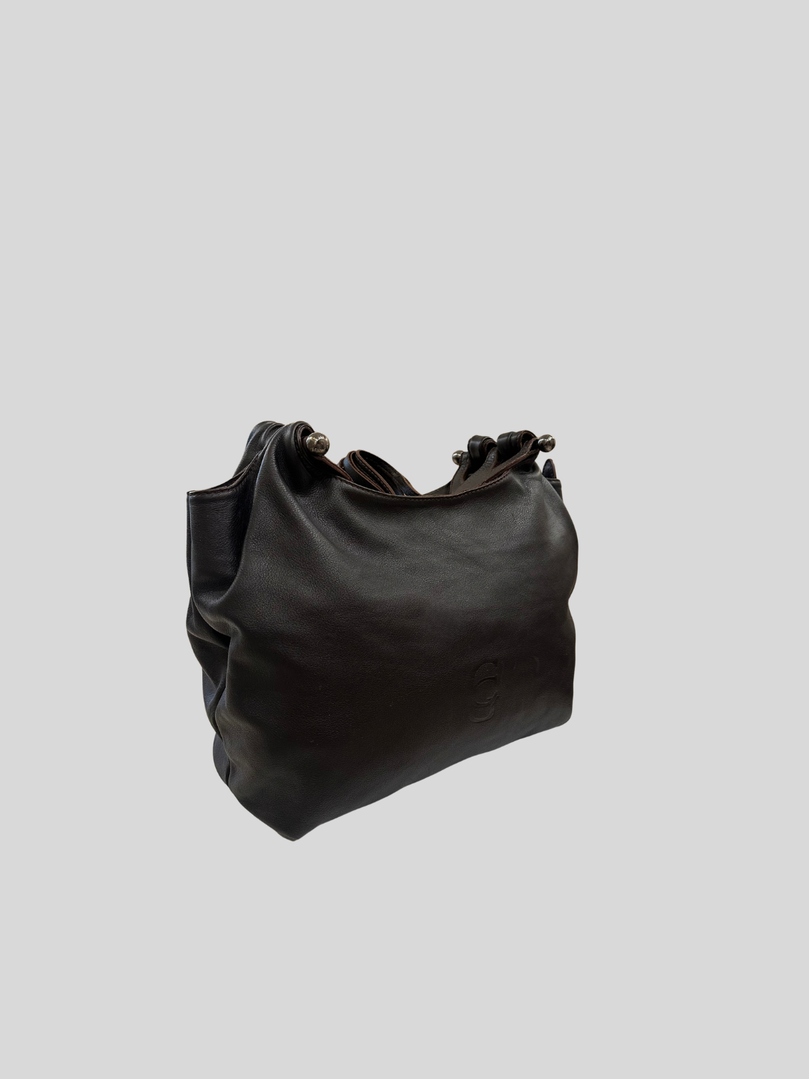 CG Accessories – Sac épaule marron foncé en cuir véritable avec pochette
