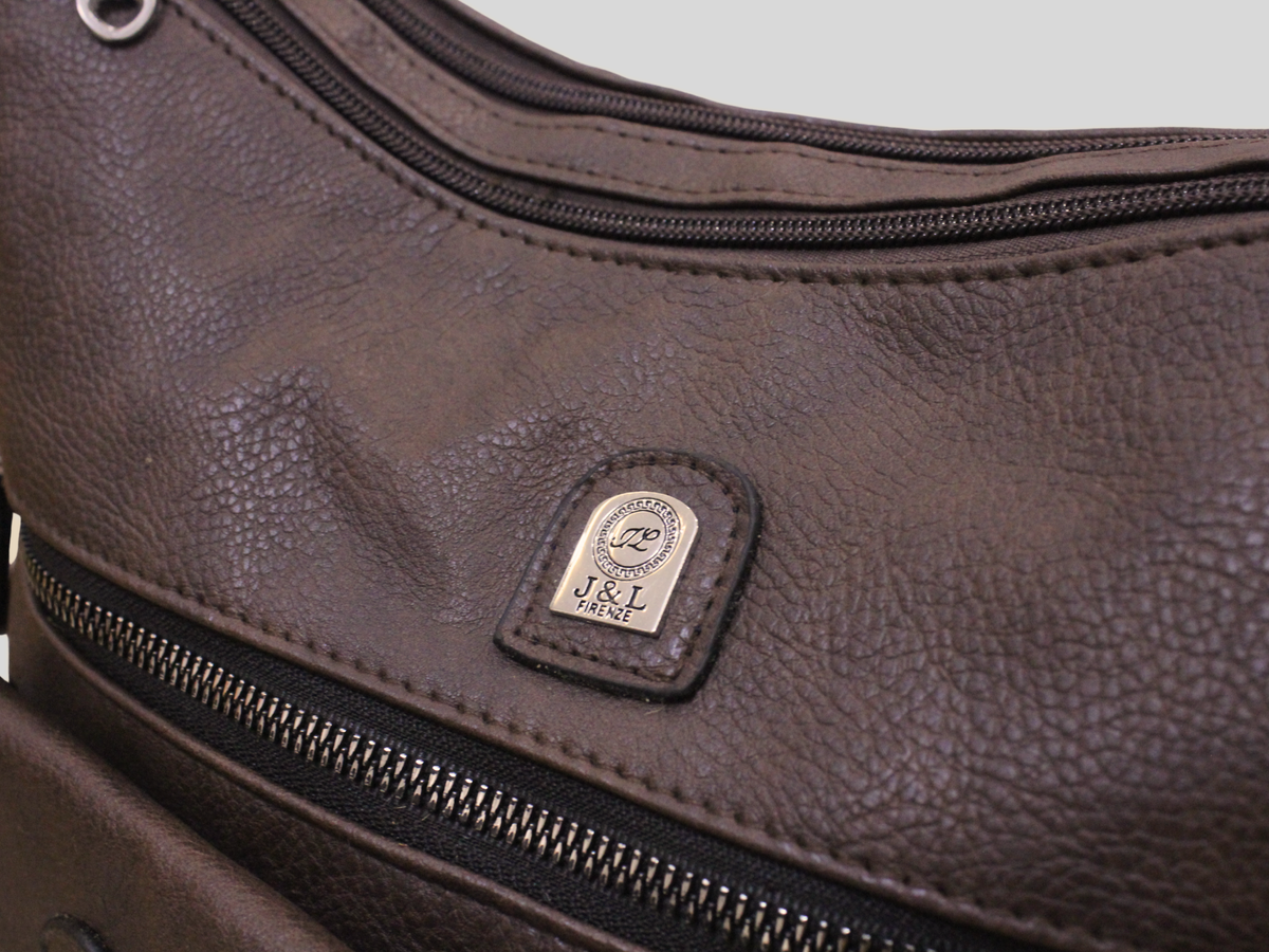 🇮🇹 J&L Firenze – Sac bandoulière marron multi-poches