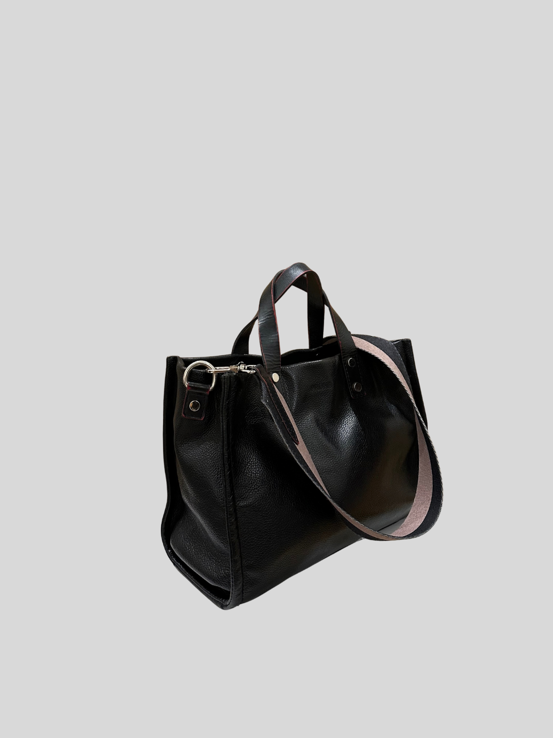 🇦🇷 Prüne Capri CPR10287 – Sac à main noir en cuir caprin véritable