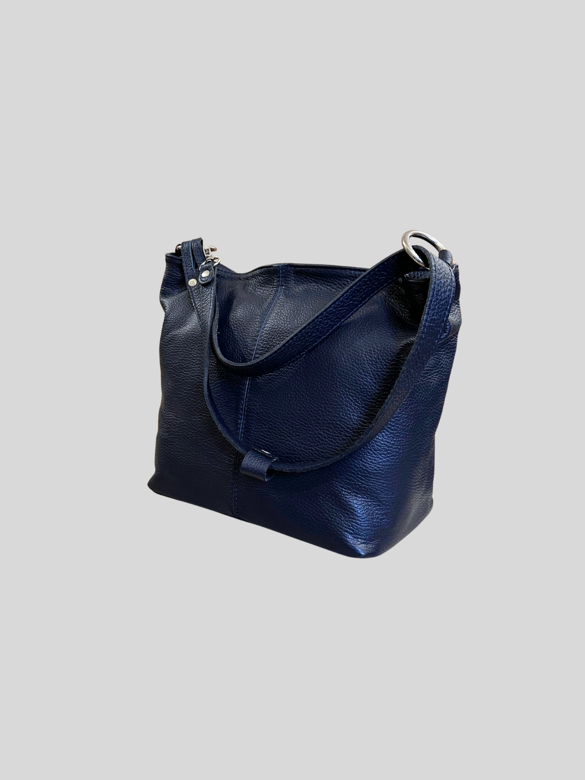🇮🇹 Sac épaule bleu marine en cuir véritable – Made in Italy