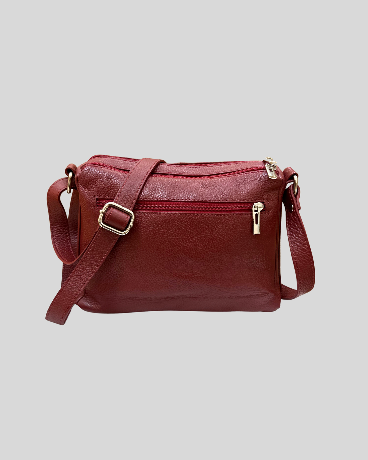 🇮🇹 Borse in Pelle – Sac bandoulière bordeaux en cuir véritable – Made in Italy