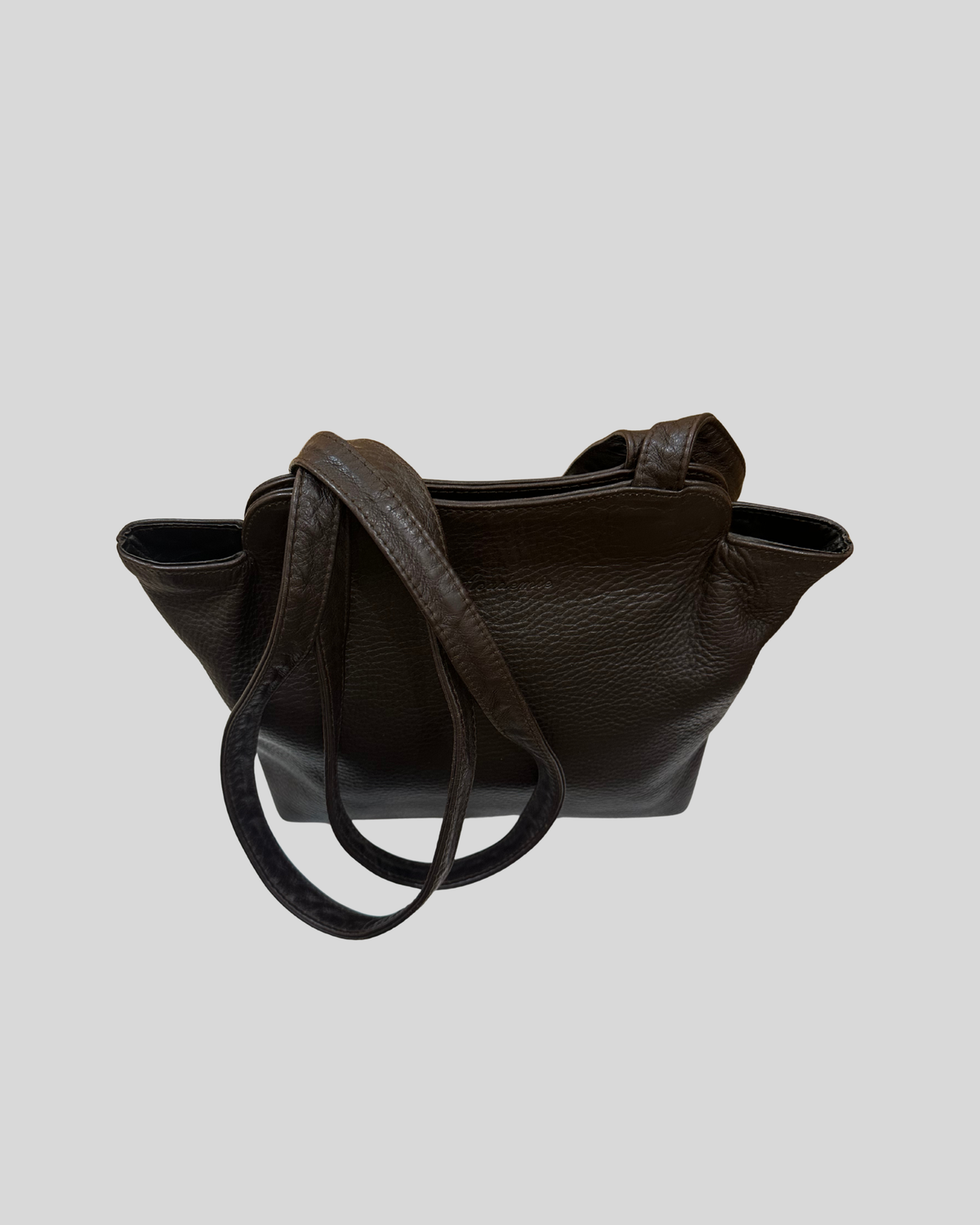 🇺🇸 L'Academie – Cabas marron en cuir véritable à doubles anses longues