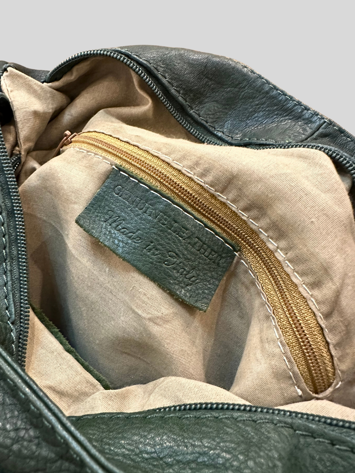 🇮🇹 Sac épaule vert foncé en cuir véritable – Made in Italy
