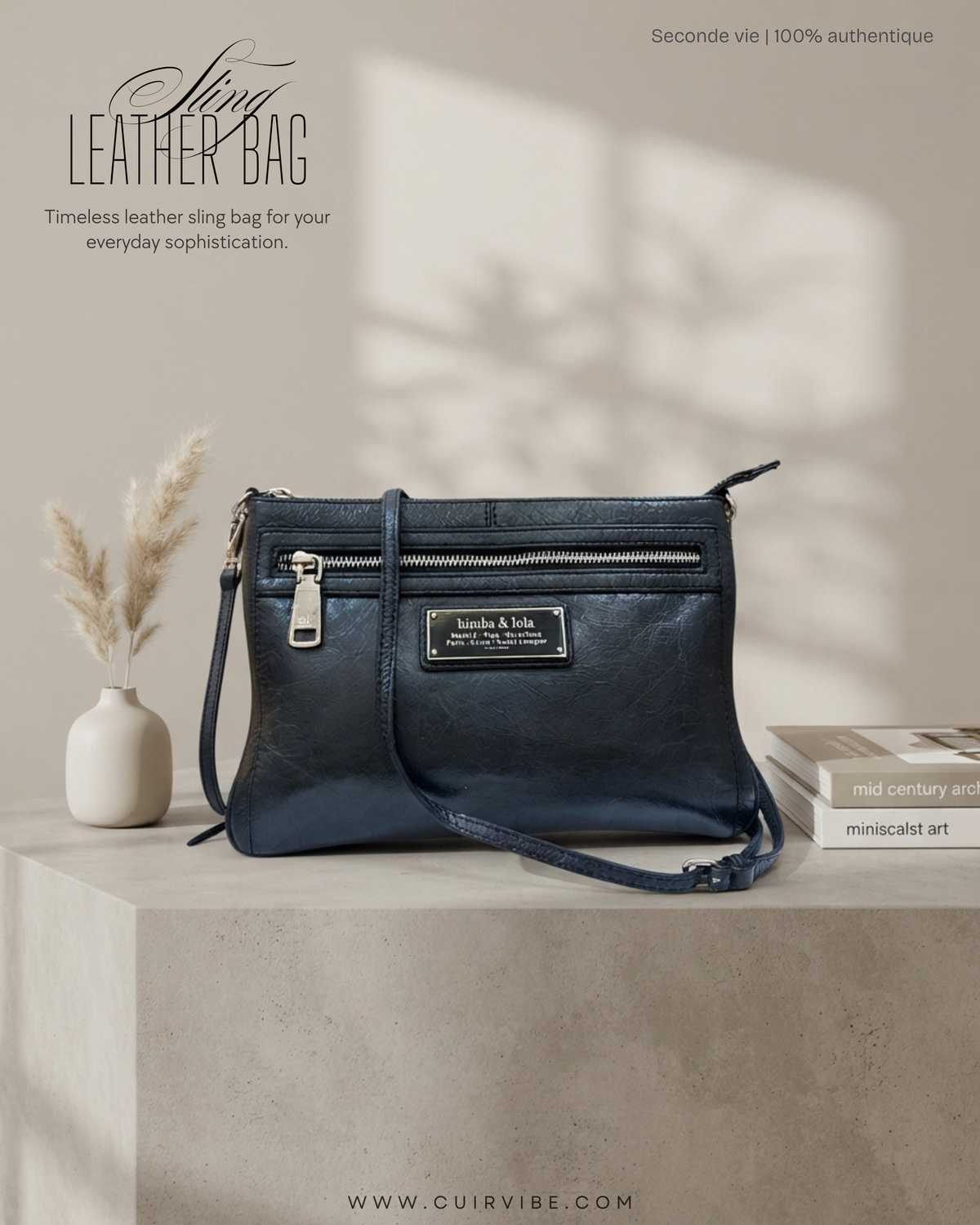 🇪🇸 Bimba y Lola – Sac bandoulière noir à plaque logo et poche zippée
