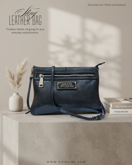 🇪🇸 Bimba y Lola – Sac bandoulière noir à plaque logo et poche zippée
