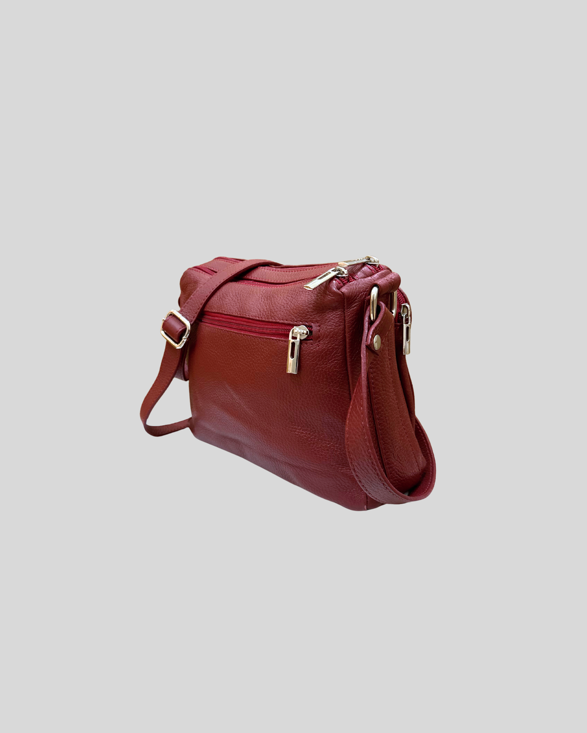 🇮🇹 Borse in Pelle – Sac bandoulière bordeaux en cuir véritable – Made in Italy