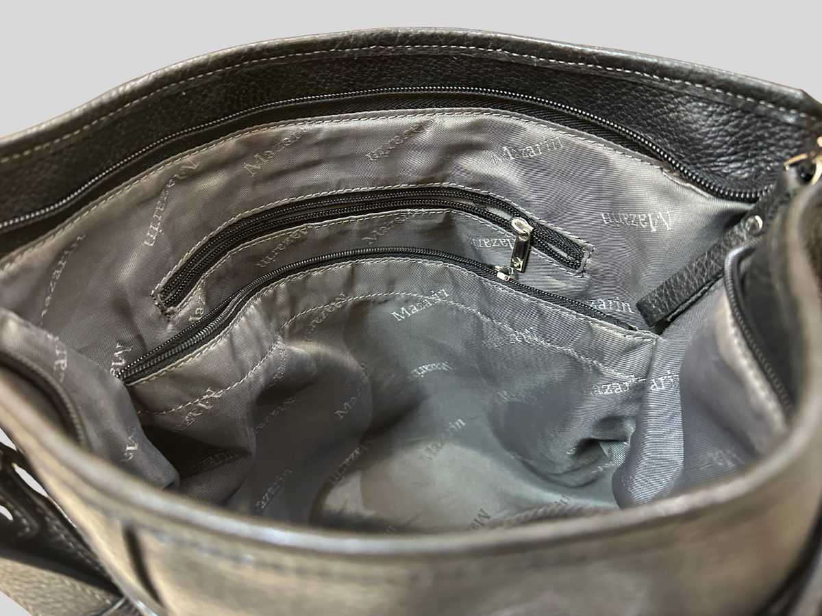 🇧🇪 Mazarin – Grand sac épaule noir en cuir véritable