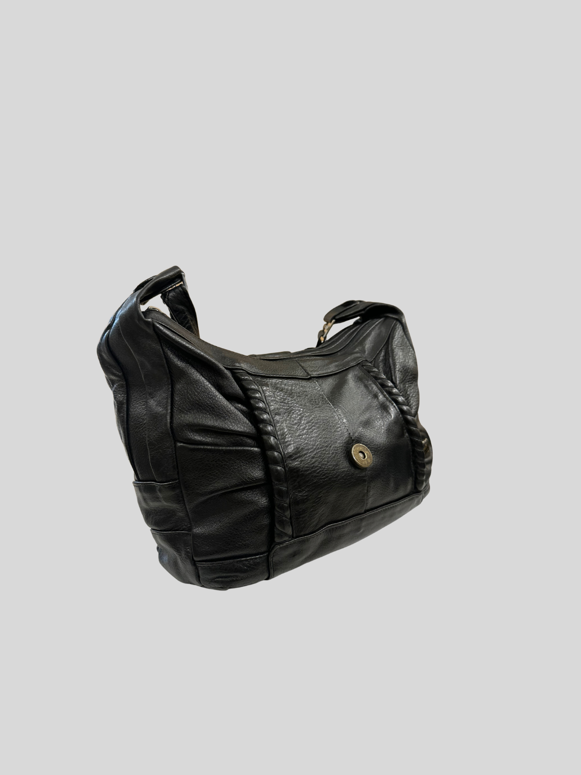 🇮🇹 Annalisa Creazioni – Sac épaule noir en cuir véritable – Made in Italy