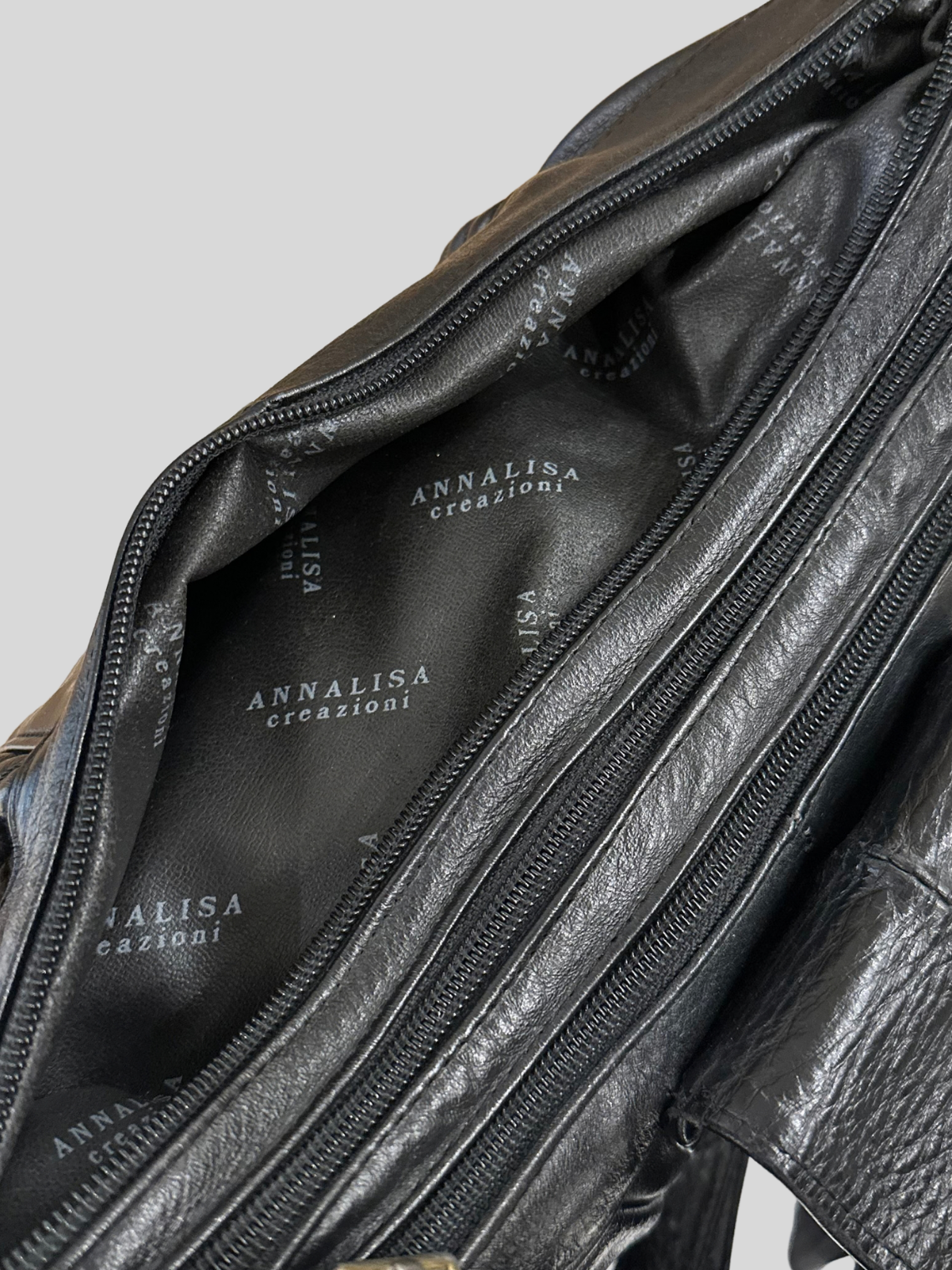 🇮🇹 Annalisa Creazioni – Sac épaule noir en cuir véritable – Made in Italy