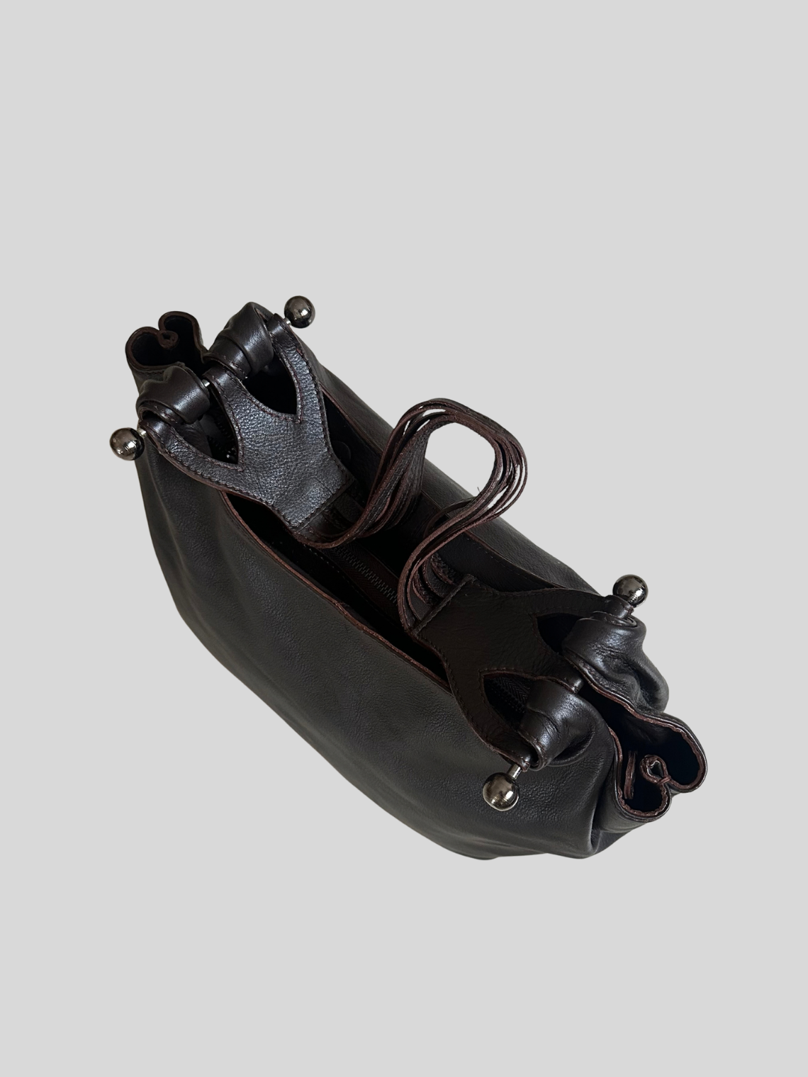 CG Accessories – Sac épaule marron foncé en cuir véritable avec pochette