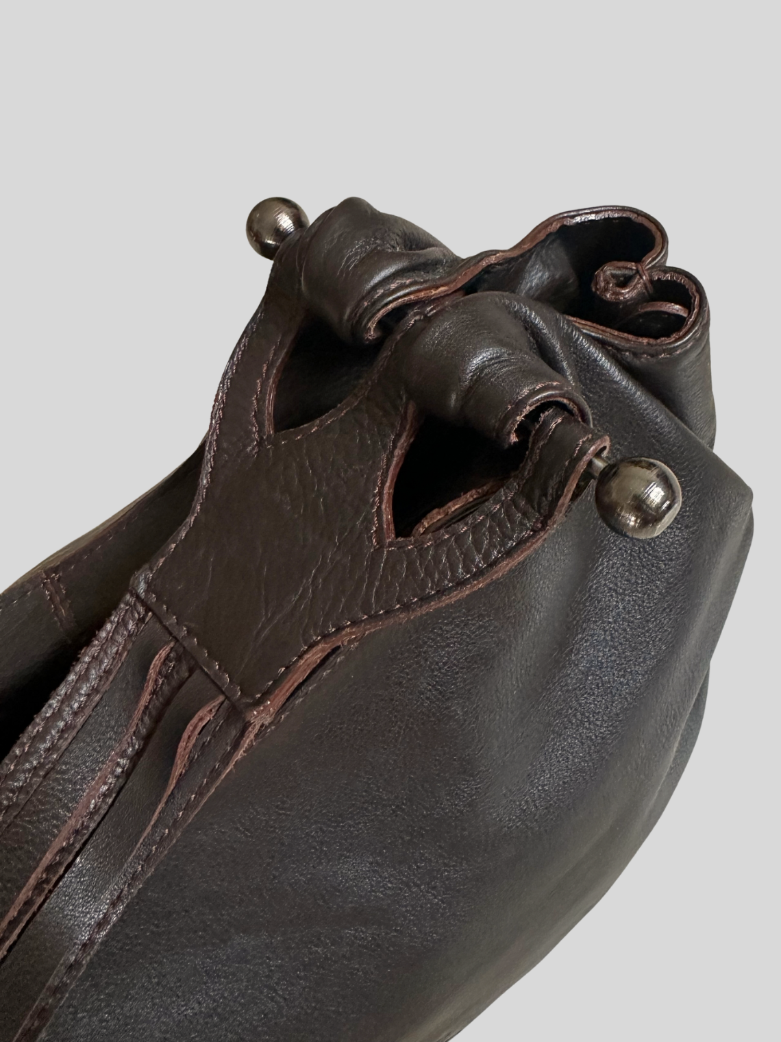 CG Accessories – Sac épaule marron foncé en cuir véritable avec pochette