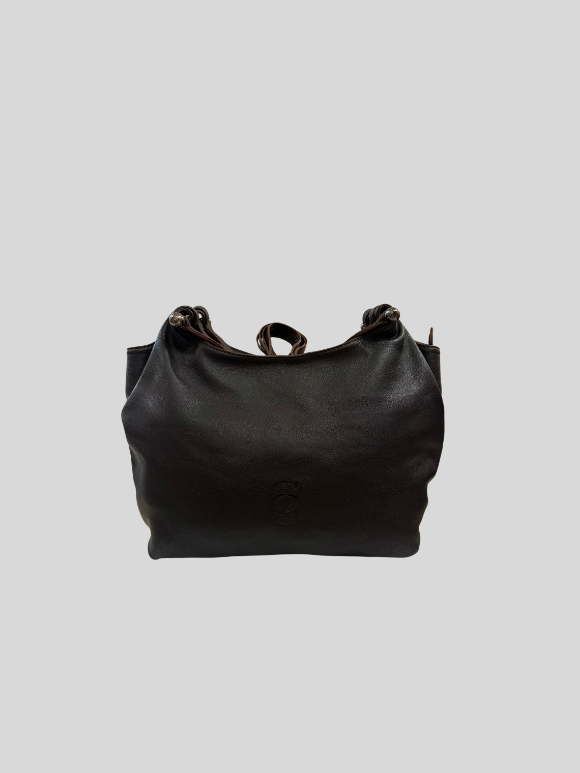 CG Accessories – Sac épaule marron foncé en cuir véritable avec pochette