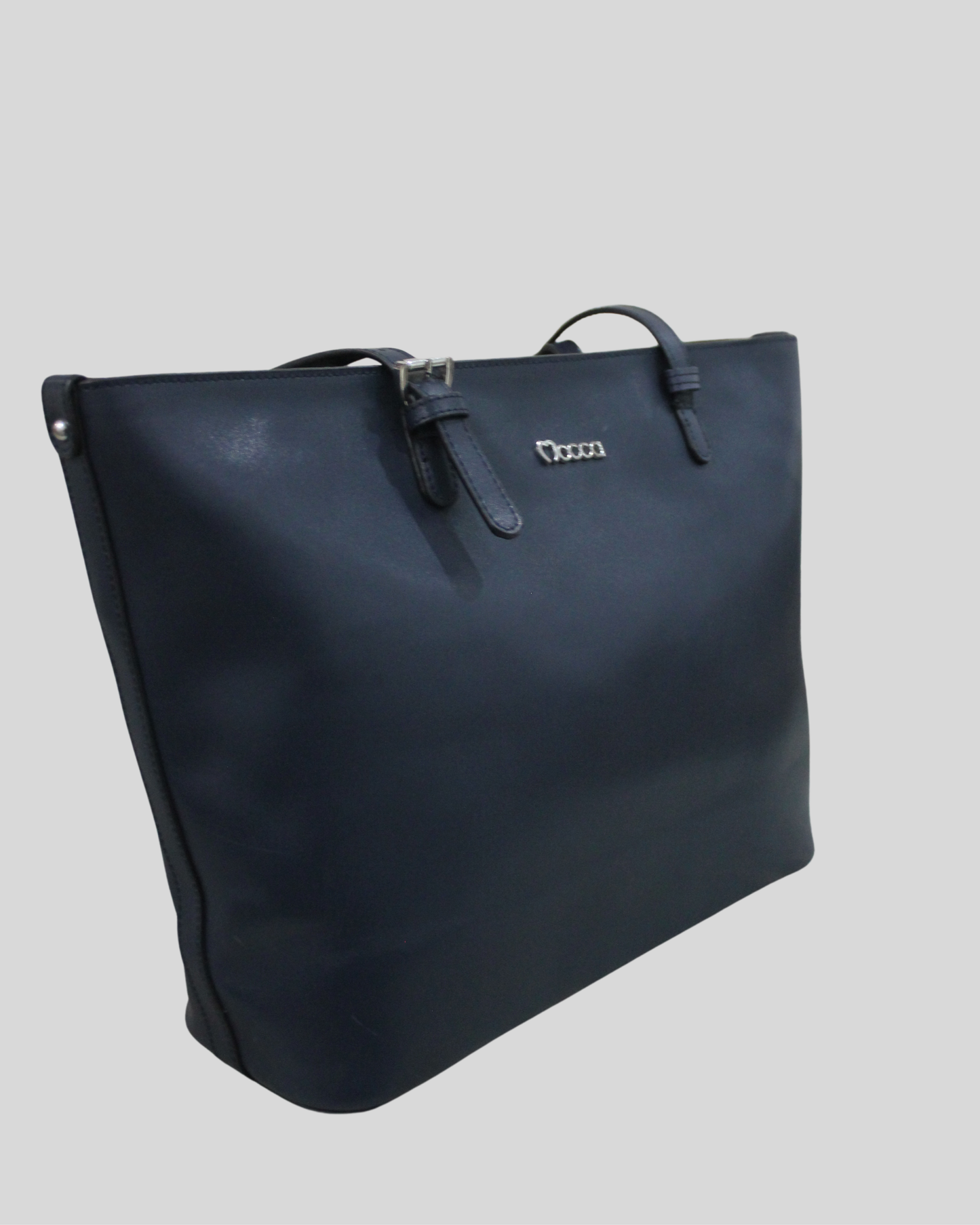 Sac shopping Mocca en cuir bleu marine