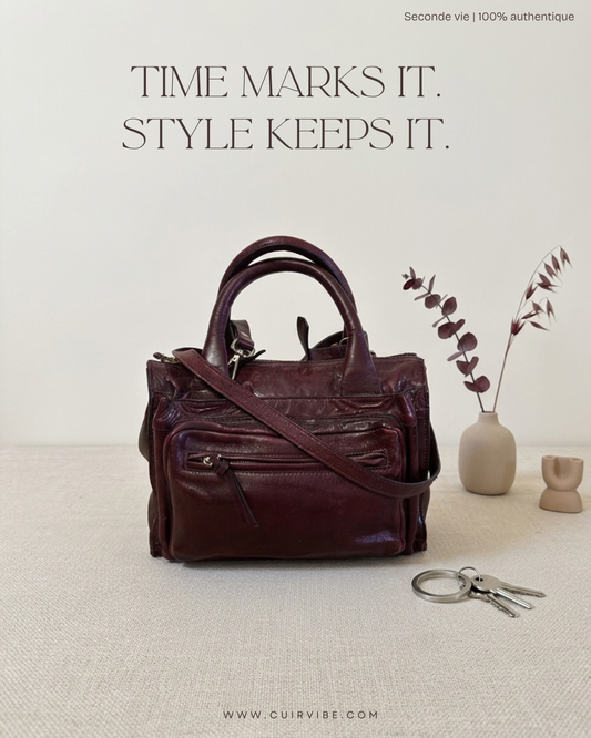 Sac à main Zara vintage en cuir bordeaux