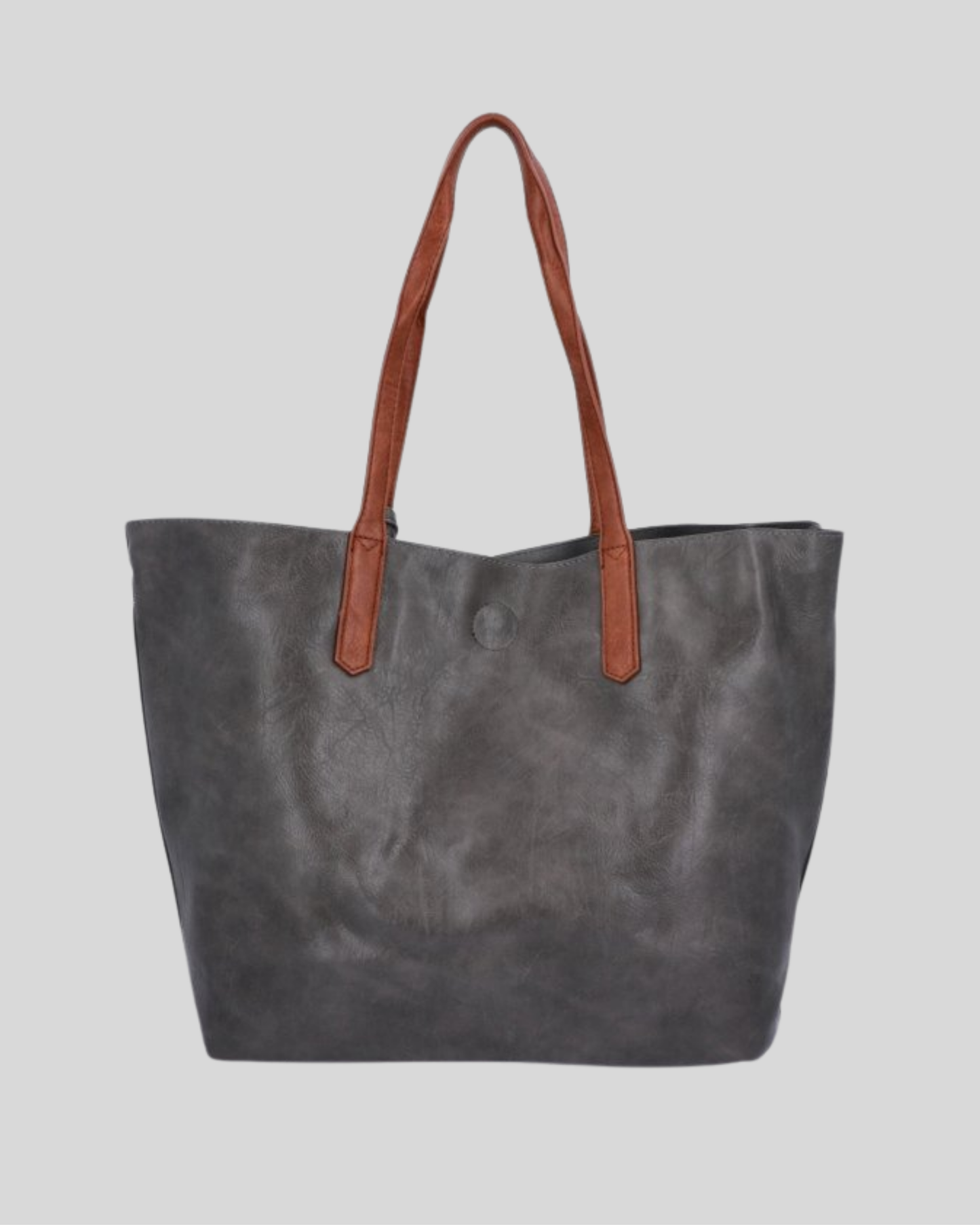 Sac Fourre-Tout Urban Style – Gris & Anses Cognac