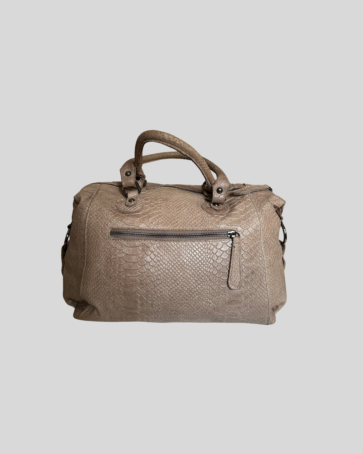 🇮🇹 Sac à main taupe effet python en cuir véritable – Made in Italy