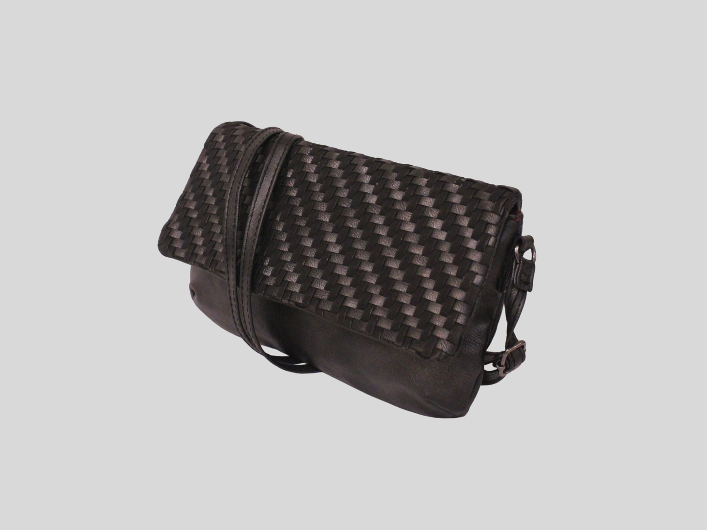 Sac à bandoulière gris foncé tressé