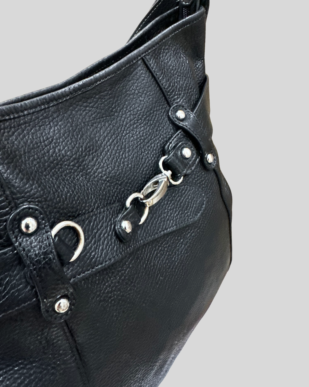 🇧🇪 Mazarin – Grand sac épaule noir en cuir véritable