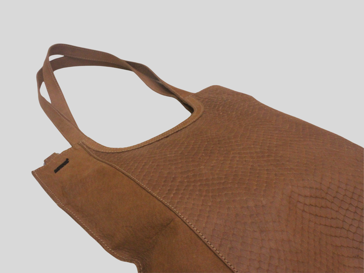 Sac cabas Justified marron effet python en cuir véritable