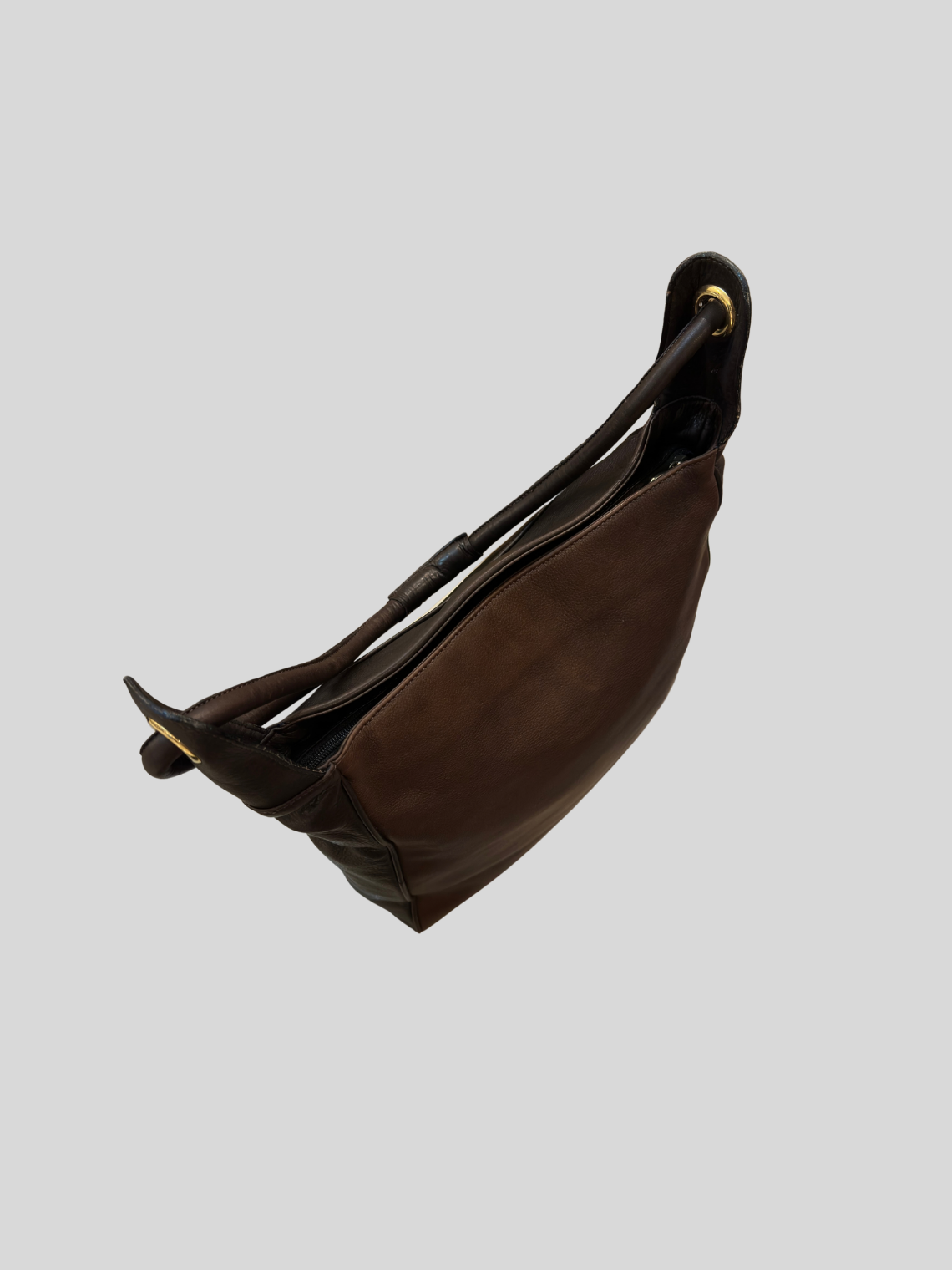 🇮🇹 Valerio Bassotto 1971 – Grand sac épaule marron en cuir véritable