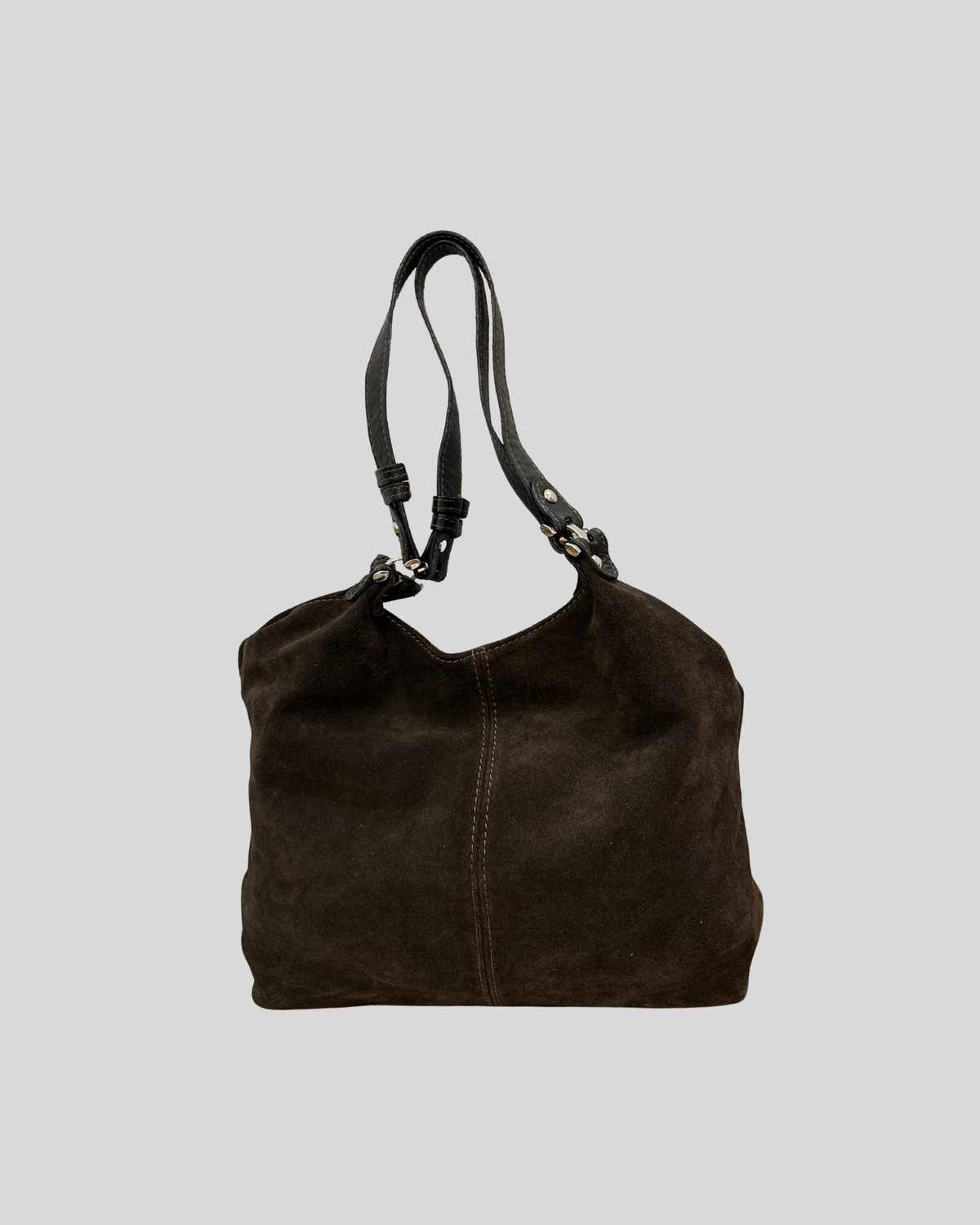 🇮🇹 Borse in Pelle – Grand sac épaule marron en daim véritable – Made in Italy