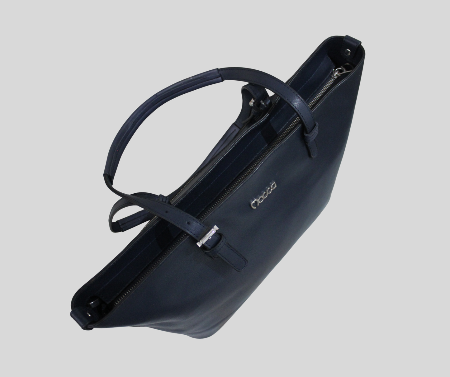 Sac shopping Mocca en cuir bleu marine