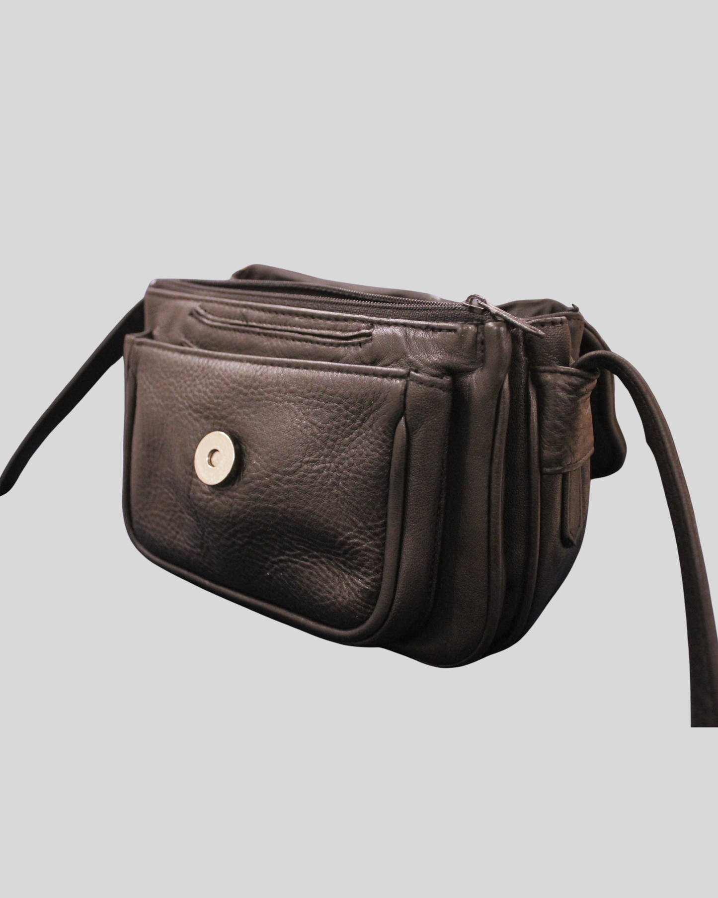 Petit sac à bandoulière noir en cuir véritable