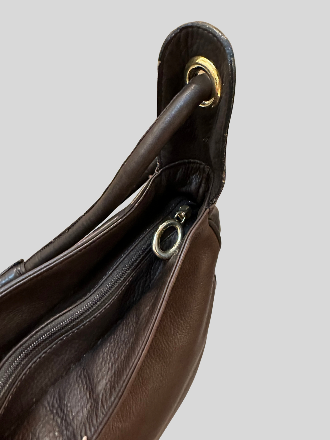 🇮🇹 Valerio Bassotto 1971 – Grand sac épaule marron en cuir véritable