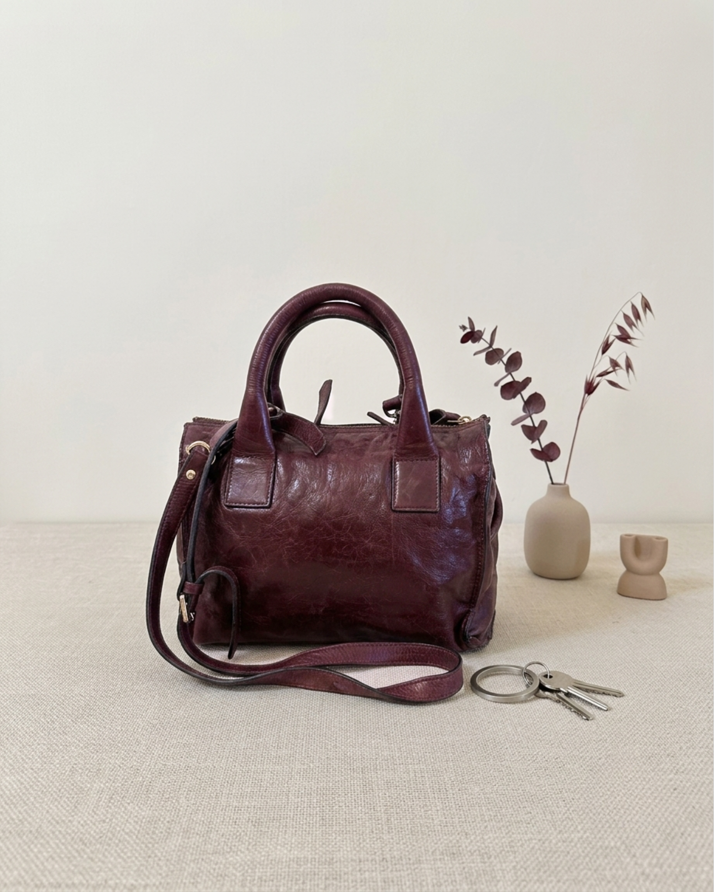 Sac à main Zara vintage en cuir bordeaux
