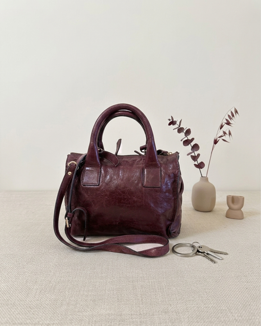 Sac à main Zara vintage en cuir bordeaux